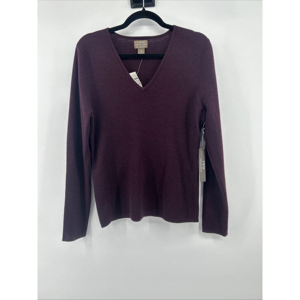 NWT FWM Fenn Wright Manson Burgundy Italian Merino Wool Sweater XL Quiet Luxury